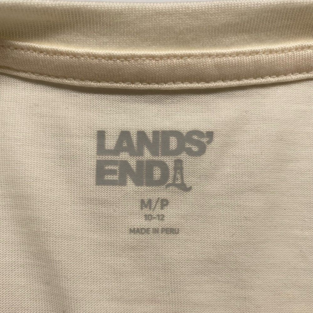 Lands' End Cream Supima Cotton Long Sleeve Tee Medium/M A - Picture 3 of 10